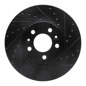 Ford Crown Victoria Brake Rotor (1) - Front Right - R1 Concepts - Drilled & Slotted - Black - `98-`02